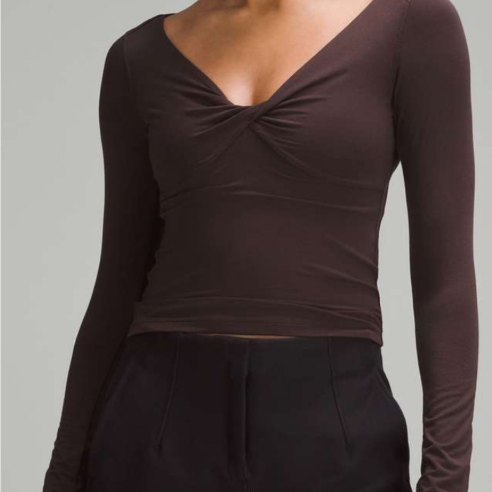 lululemon athletica silk moda v neck long sleeve